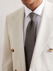 Reiss Dark Sage Multi Nicolo Micro-Square Print Tie With Wool - Image 2 of 6