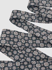 Reiss Indigo Melange Maximo Silk Medallion Print Tie - Image 3 of 5