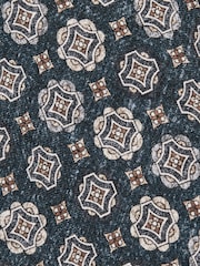 Reiss Indigo Melange Maximo Silk Medallion Print Tie - Image 5 of 5