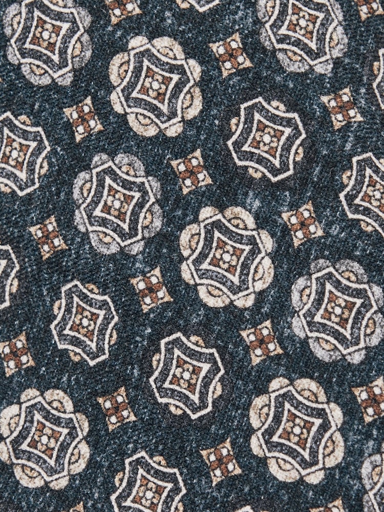 Reiss Indigo Melange Maximo Silk Medallion Print Tie - Image 5 of 5