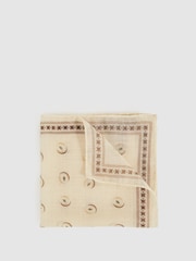 Reiss Off White Ernesto Wool Motif Print Pocket Square - Image 1 of 3