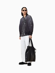 AllSaints Black Cascade Bomber Jacket - Image 2 of 8