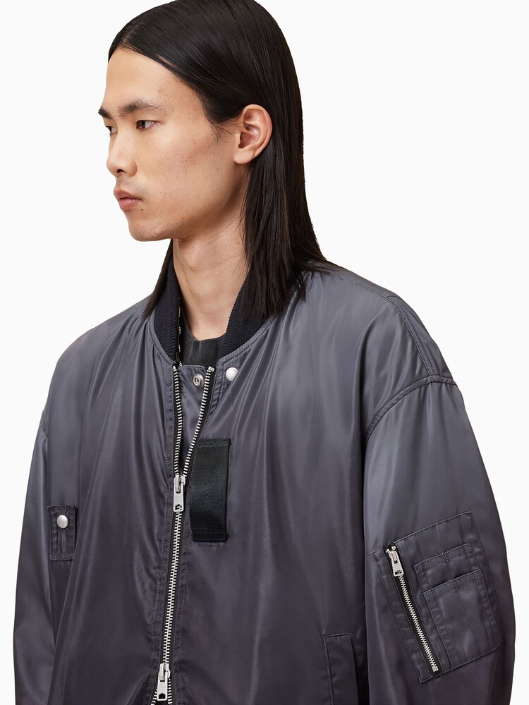 AllSaints Black Cascade Bomber Jacket - Image 6 of 8