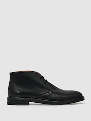 Reiss Black Clarkson Leather Lace-Up Chukka Boots - Image 1 of 5