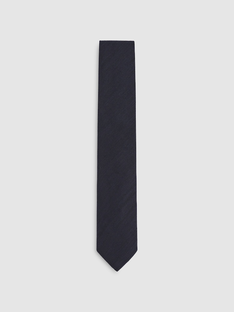 Reiss Navy Falco Silk Blend Textured Tie - Image 1 of 5 Reiss Navy Falco Silk Blend Textured Tie - Image 1 of 5