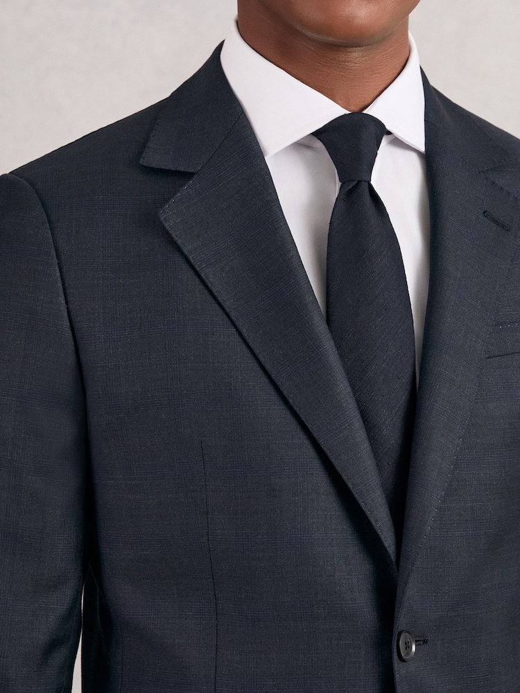 Reiss Navy Falco Silk Blend Textured Tie - Image 2 of 5 Reiss Navy Falco Silk Blend Textured Tie - Image 2 of 5