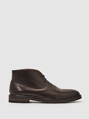 Reiss Dark Brown Clarkson Leather Lace-Up Chukka Boots - Image 1 of 5