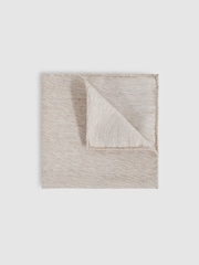 Reiss Oatmeal Dario Wool Silk Textured Pocket Square - Image 1 of 4