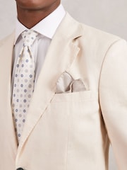 Reiss Oatmeal Dario Wool Silk Textured Pocket Square - Image 2 of 4