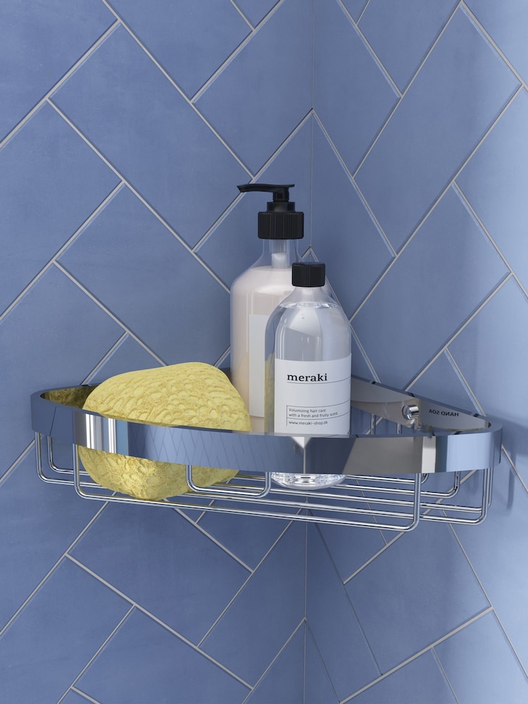 CROYDEX Chrome Corner Aluminium Shower Wall Basket - Image 1 of 4