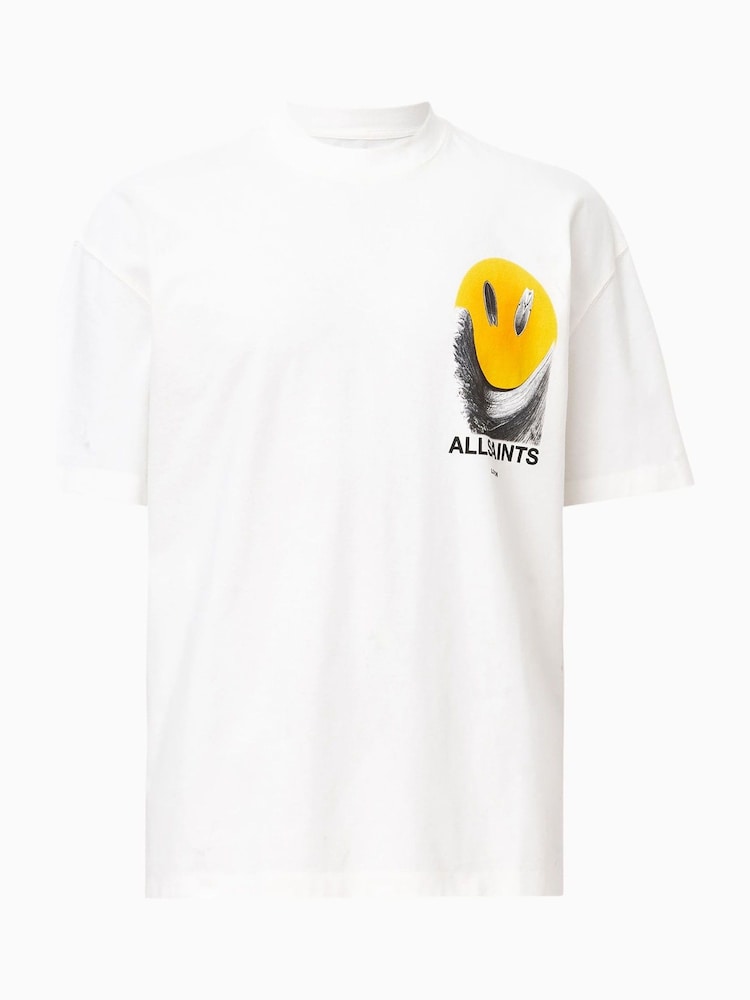 Blanco - AllSaints 100% Organic Cotton Party Wave Crew T-Shirt - Imagen 8 de 8
