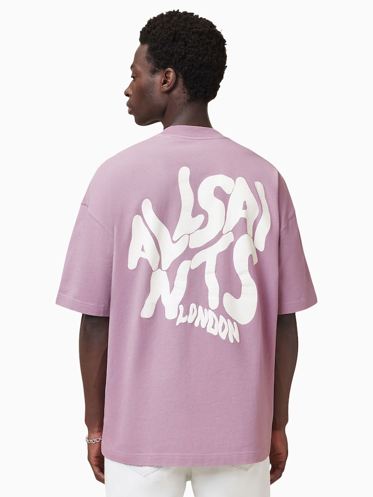 AllSaints Purple 100% Organic Cotton Orlando Crew T-Shirt - Image 2 of 9