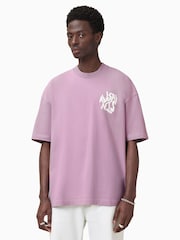 AllSaints Purple 100% Organic Cotton Orlando Crew T-Shirt - Image 3 of 9
