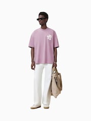 AllSaints Purple 100% Organic Cotton Orlando Crew T-Shirt - Image 4 of 9