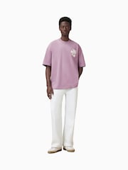 AllSaints Purple 100% Organic Cotton Orlando Crew T-Shirt - Image 5 of 9