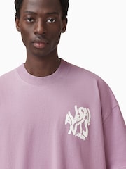 AllSaints Purple 100% Organic Cotton Orlando Crew T-Shirt - Image 6 of 9