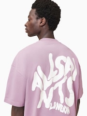 AllSaints Purple 100% Organic Cotton Orlando Crew T-Shirt - Image 7 of 9