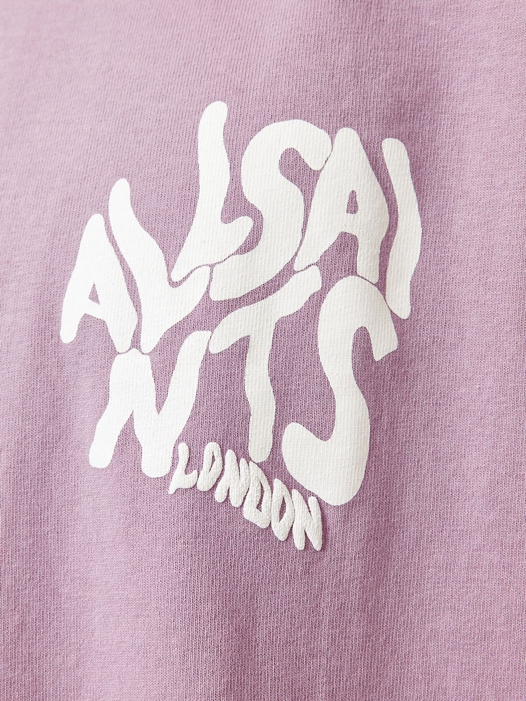 AllSaints Purple 100% Organic Cotton Orlando Crew T-Shirt - Image 9 of 9