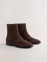 Chocolate Brown Suede Forever Comfort® Loafer Style Ankle Boots - Image 1 of 5