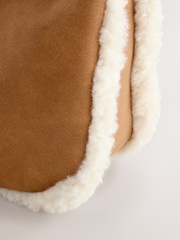 Tan Brown PU Borg Sling Shoulder Bag - Image 3 of 5