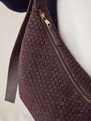 Čokoladno rjava - Suede Sling Weave Shoulder Bag - Slika 6 iz 10