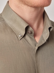 Hawes & Curtis Slim Green 100% Linen Shirt - Image 4 of 5