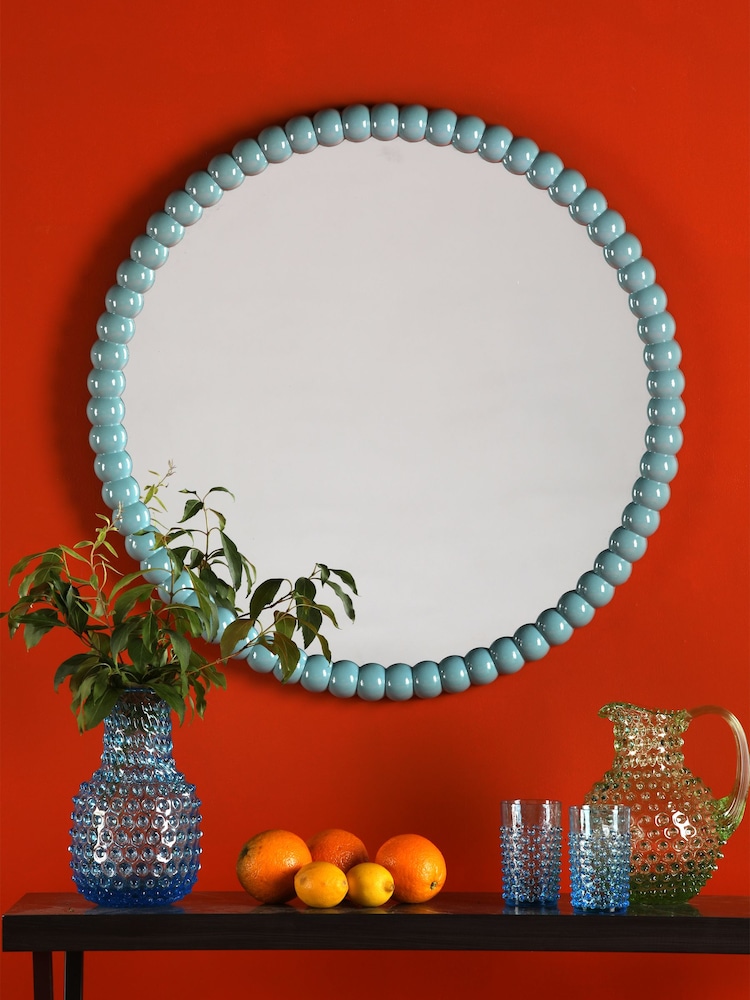 Dar Lighting Blue Bobbin Mirror - Image 1 of 4 Dar Lighting Blue Bobbin Mirror - Image 1 of 4