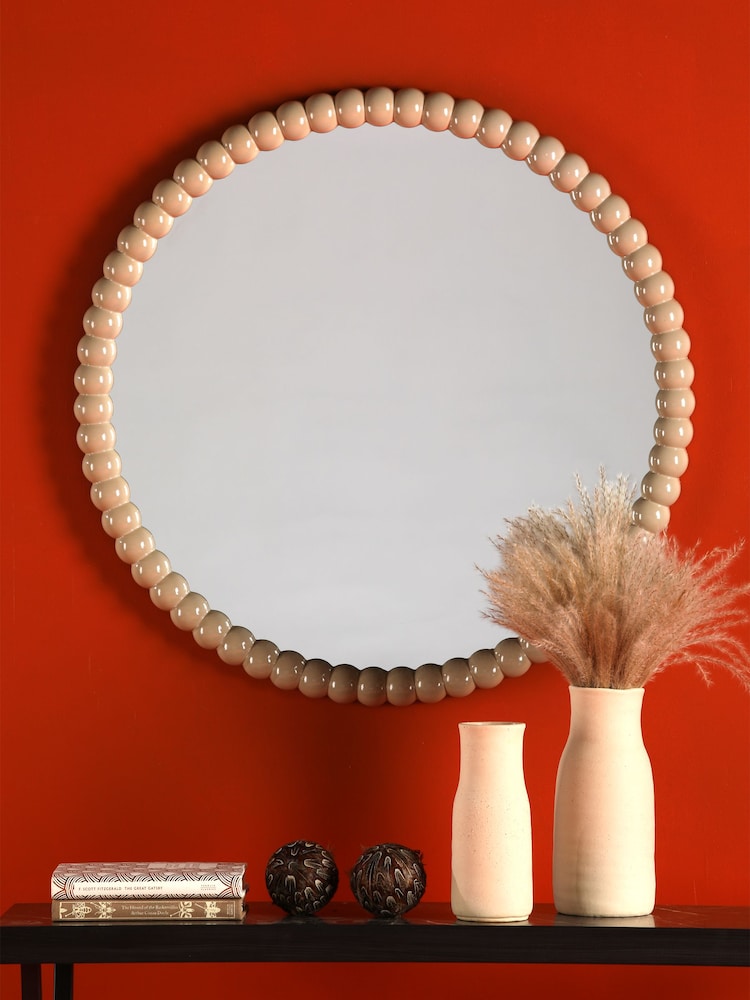 Dar Lighting Cream Bobbin Mirror - Image 1 of 4