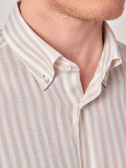 Hawes & Curtis Slim Stripe 100% Linen White Shirt - Image 5 of 5