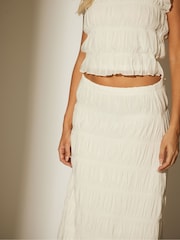 South Beach White Ruched Tiered Maxi Beach Skirt - Image 3 of 4