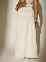 South Beach White Ruched Tiered Maxi Beach Skirt - Image 4 of 4