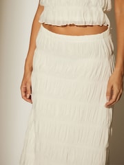 South Beach White Ruched Tiered Maxi Beach Skirt - Image 5 of 5