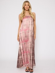 South Beach Pink Satin Bandeau Maxi Dress - Image 3 of 6