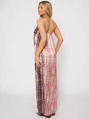 South Beach Pink Satin Bandeau Maxi Dress - Image 4 of 6