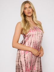 South Beach Pink Satin Bandeau Maxi Dress - Image 5 of 6