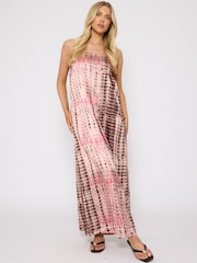South Beach Pink Satin Bandeau Maxi Dress - Image 6 of 6