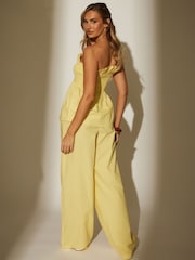 South Beach Butter Yellow Cotton Ruffle Bandeau Co-ord Top - Image 4 of 6