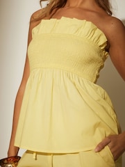 South Beach Butter Yellow Cotton Ruffle Bandeau Co-ord Top - Image 6 of 6