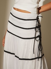 South Beach White Tiered Contrast Maxi Skirt - Image 6 of 6