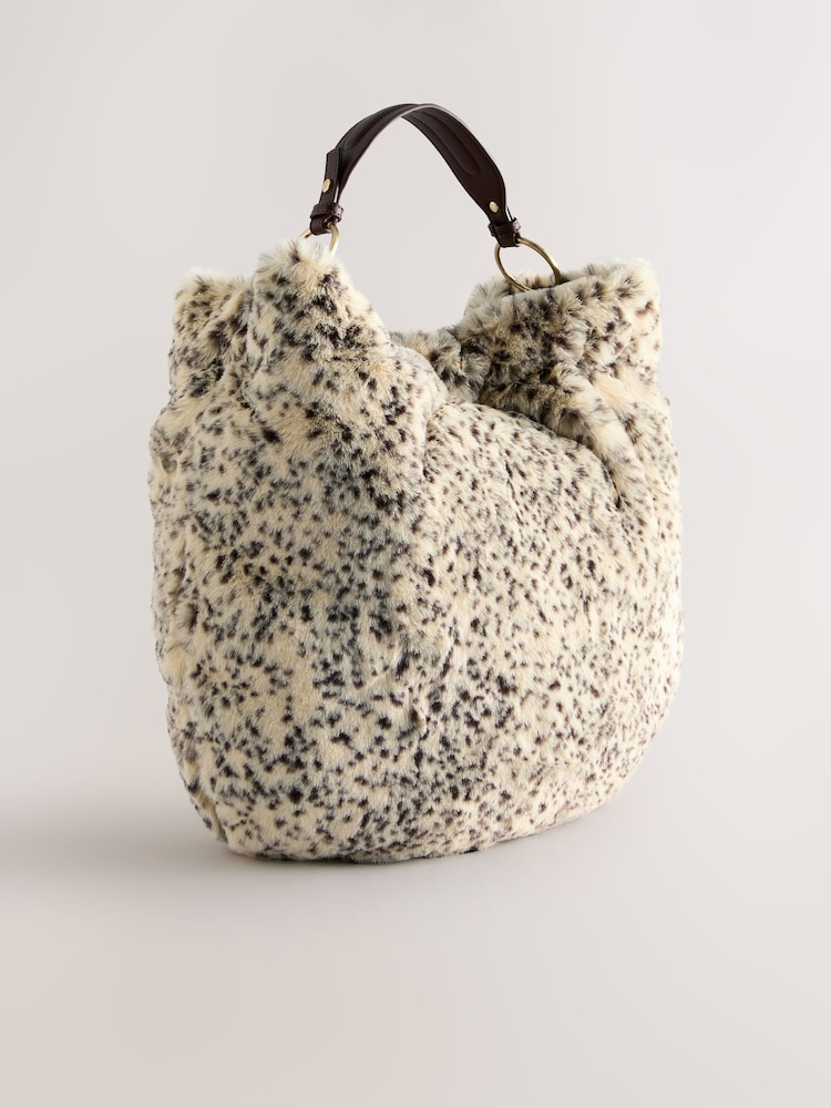 Animal Print Faux Fur Dalmation Shoulder Bag - Image 1 of 5