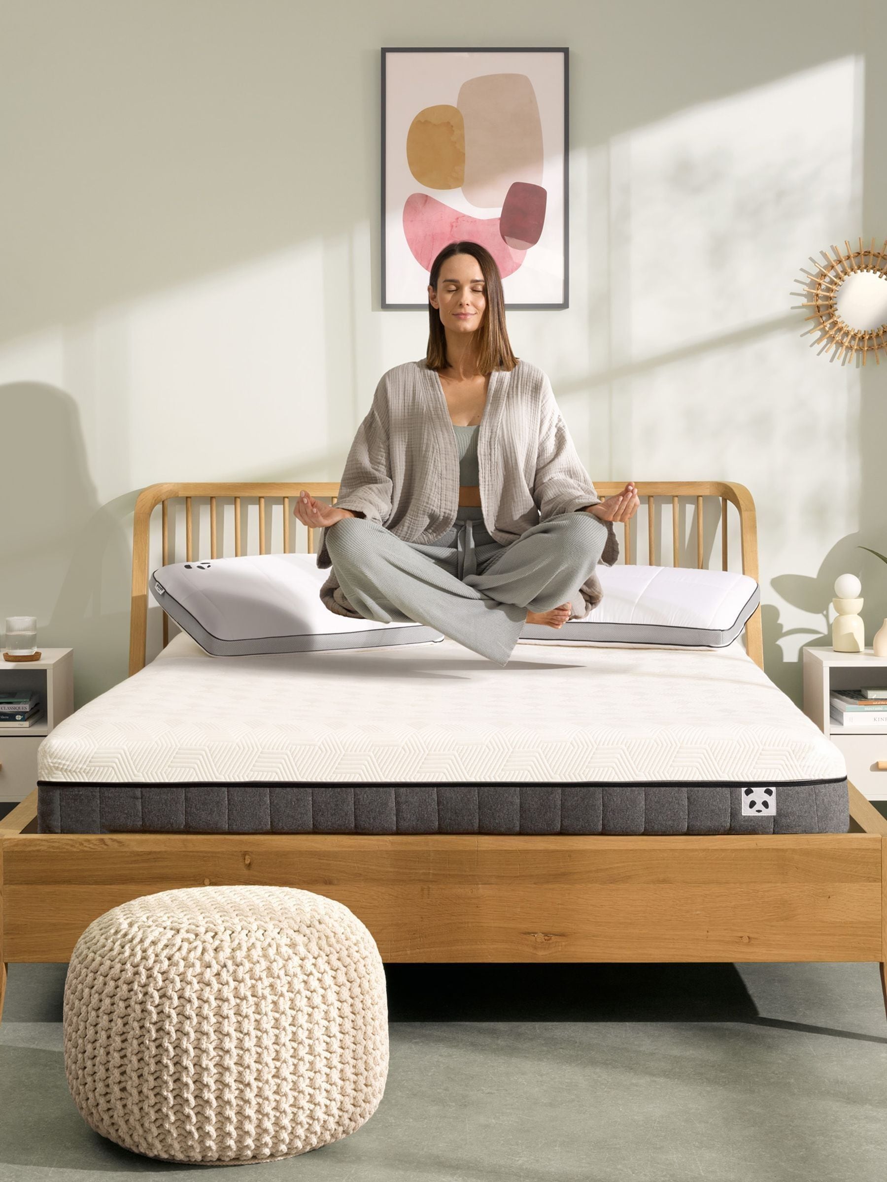 Panda London Unisex White Hybrid Bamboo Mattress In | : Small - Image 5