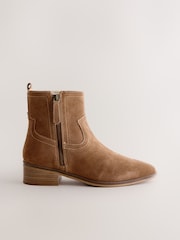 Tan Brown Suede Forever Comfort® Side Zip Ankle Boots - Image 1 of 5