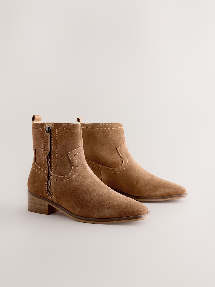 Tan Brown Suede Forever Comfort® Side Zip Ankle Boots - Image 2 of 5