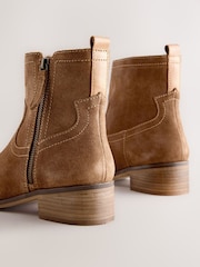 Tan Brown Suede Forever Comfort® Side Zip Ankle Boots - Image 4 of 5