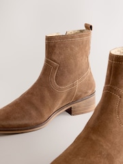 Tan Brown Suede Forever Comfort® Side Zip Ankle Boots - Image 8 of 10