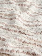 Neutral Bobble Bobble Stripe Knitted Baby Blanket - Image 3 of 4