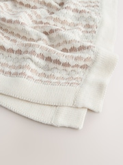 Neutral Bobble Bobble Stripe Knitted Baby Blanket - Image 4 of 4