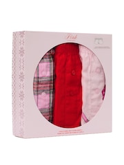 Victoria's Secret PINK Red/ Pink Tartan/ Pink Bows 3 Pack Christmas Flannel Pyjama Bottoms - Image 1 of 2
