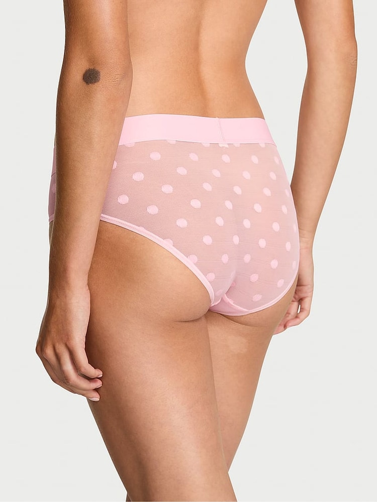 Victoria's Secret Pretty Blossom Dot Pink Hipster Sheer Logo Knickers - Image 2 of 3 Victoria's Secret Pretty Blossom Dot Pink Hipster Sheer Logo Knickers - Image 2 of 3