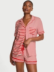 Victoria's Secret Lipstick Red and White Stripe Modal Short Pyjamas Set - Image 1 of 2